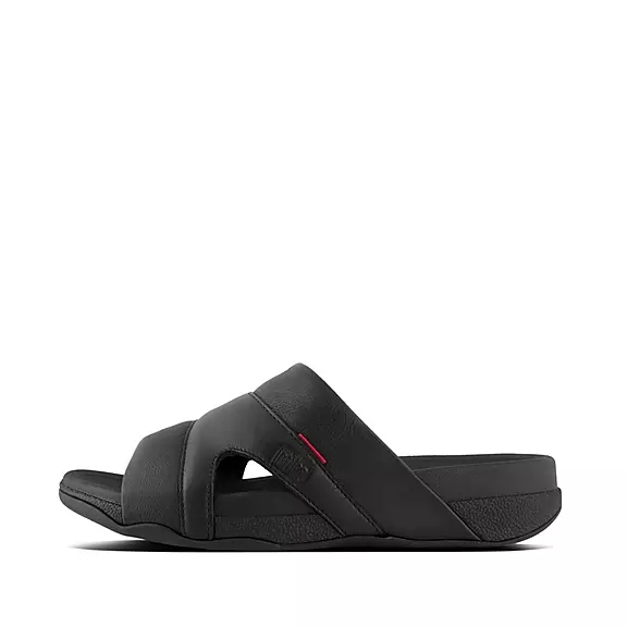 FitFlop FREEWAY Läder Pool Tofflor Svarta | 76424873