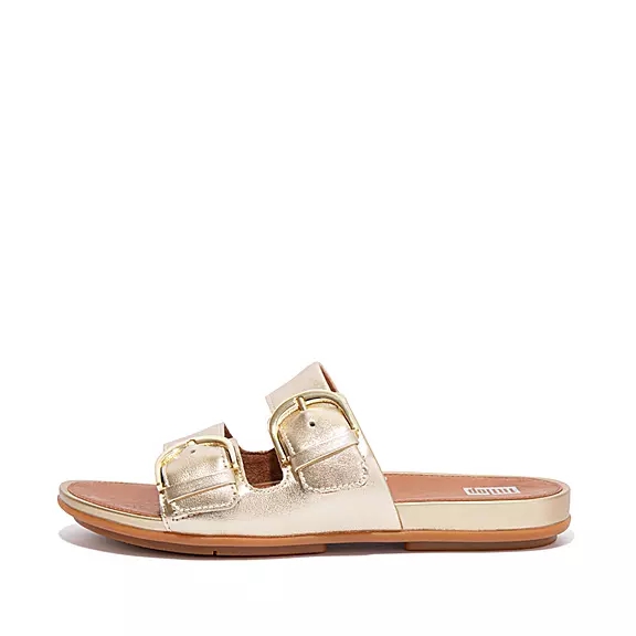 FitFlop GRACIE Spännen Läder Tofflor Guld | 76884313