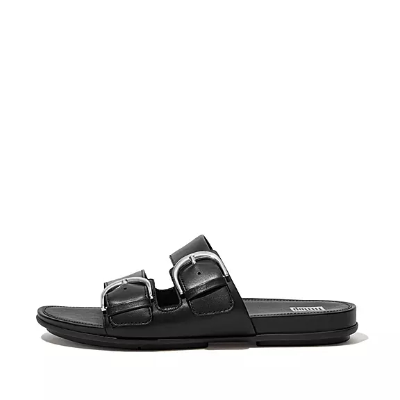 FitFlop GRACIE Spännen Läder Tofflor Svarta | 15159348