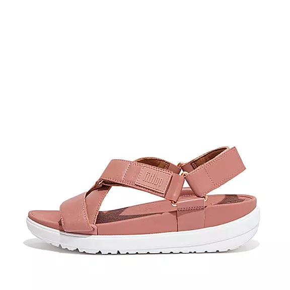 FitFlop LOOSH Läder Cross-Rem Sandaler Rosa | 67586066
