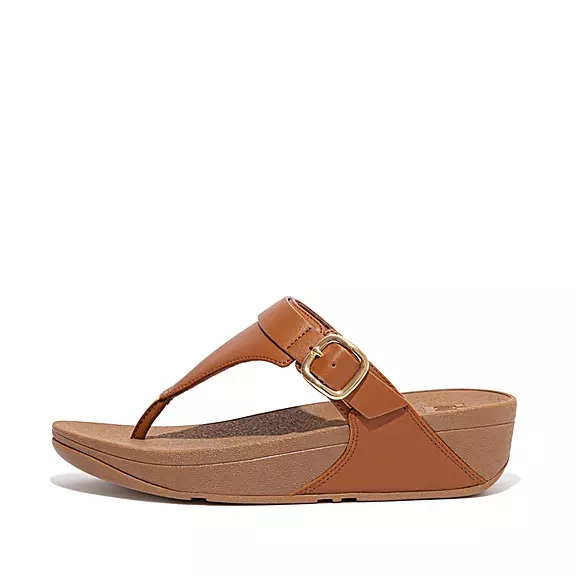 FitFlop LULU Adjustable Läder Tåsandaler LjusBruna | 18152032