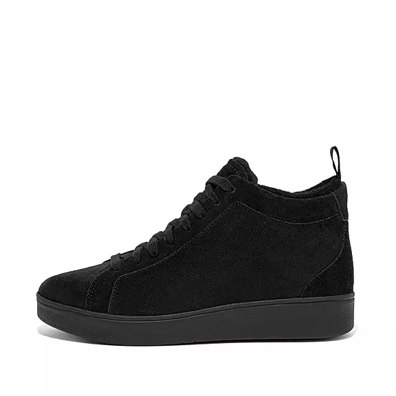 FitFlop RALLY Faux-Fur Fodrade Mocka High-Top Sneakers Svarta | 36697810
