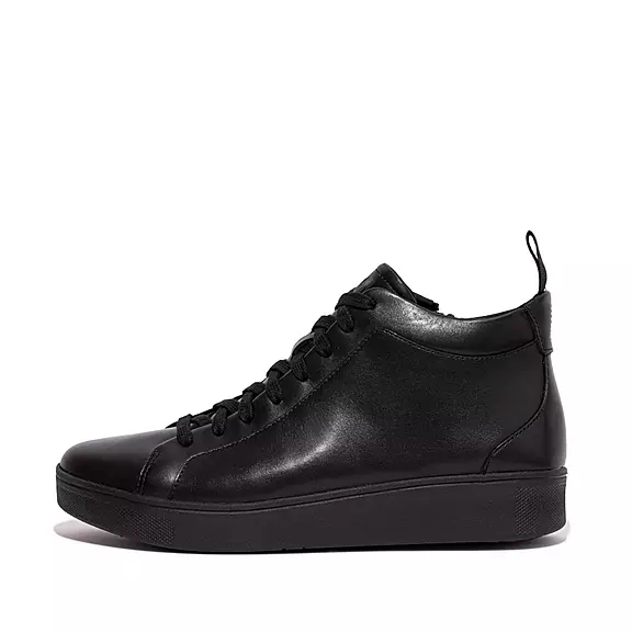 FitFlop RALLY Läder High-Top Sneakers Svarta | 17961953
