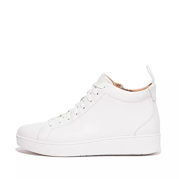 FitFlop RALLY Läder High-Top Sneakers Vita | 86482541