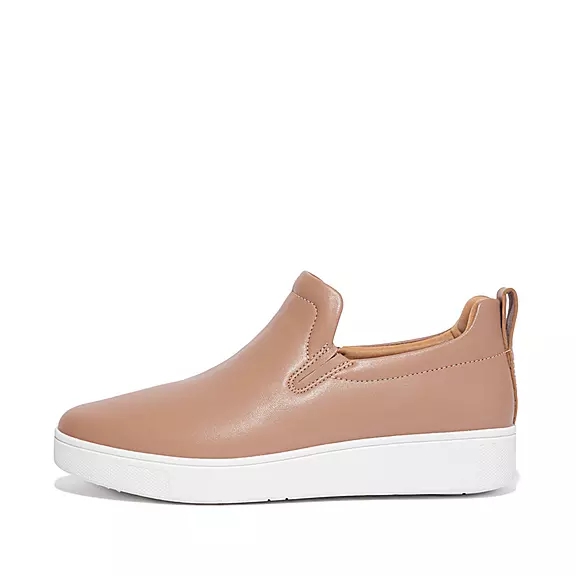 FitFlop RALLY Läder Skate Sneakers Beige | 30616265