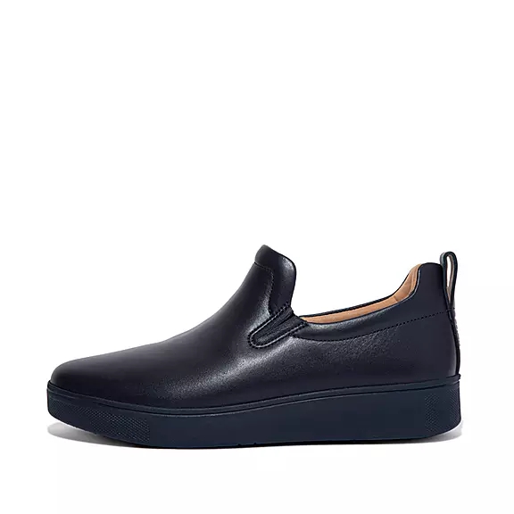 FitFlop RALLY Läder Skate Sneakers Marinblå | 69805075