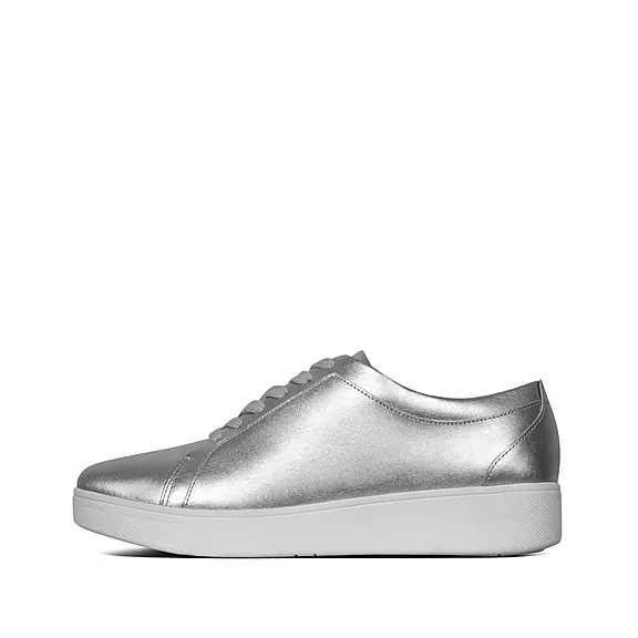 FitFlop RALLY Läder Sneakers Silver | 32821636