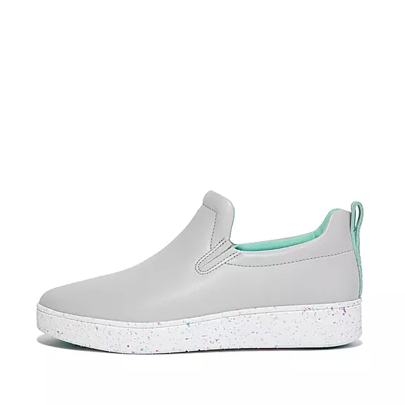 FitFlop RALLY Speckle-Sole Läder Skate Sneakers Grå | 92246203