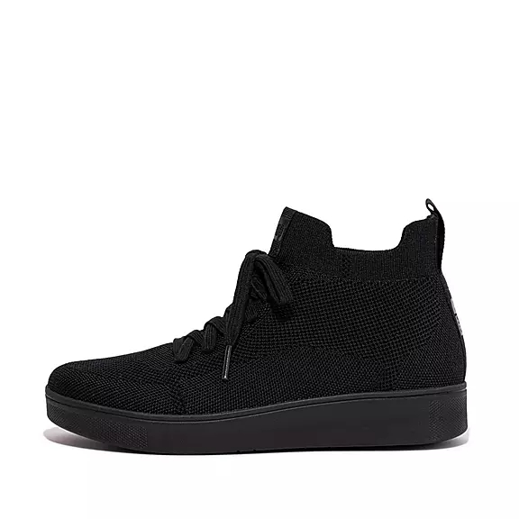 FitFlop RALLY Vatten-Resistant Knit High-Top Sneakers Svarta | 96976906