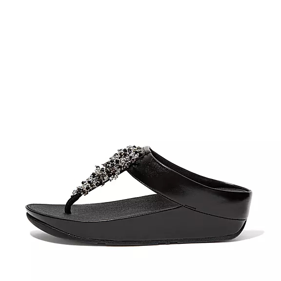 FitFlop RUMBA Beaded Tåsandaler Svarta | 61797316